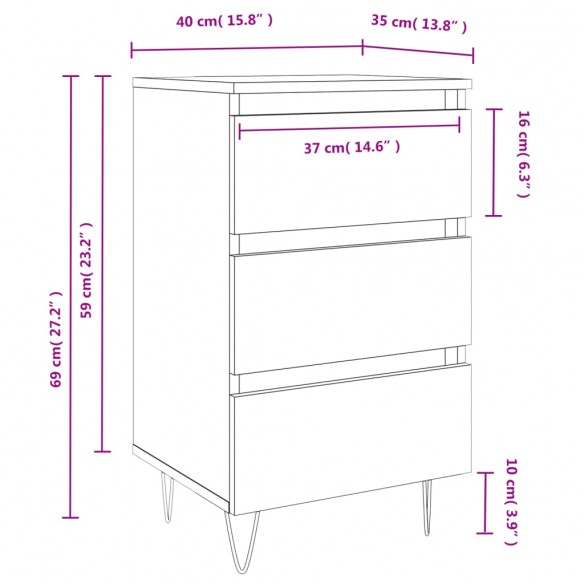 Table de chevet chêne sonoma 40x35x69 cm bois d'ingénierie