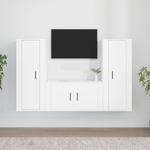 Ensemble de meubles TV 3 pcs Blanc Bois d'ingénierie