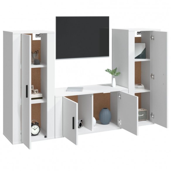 Ensemble de meubles TV 3 pcs Blanc Bois d'ingénierie