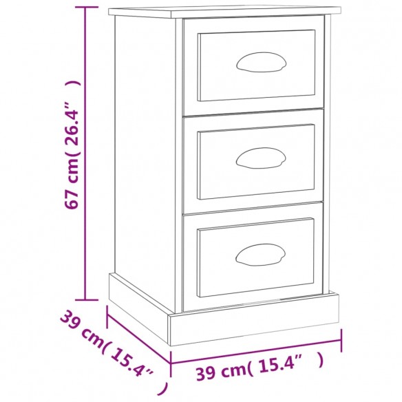 Table de chevet sonoma gris 39x39x67 cm bois d'ingénierie