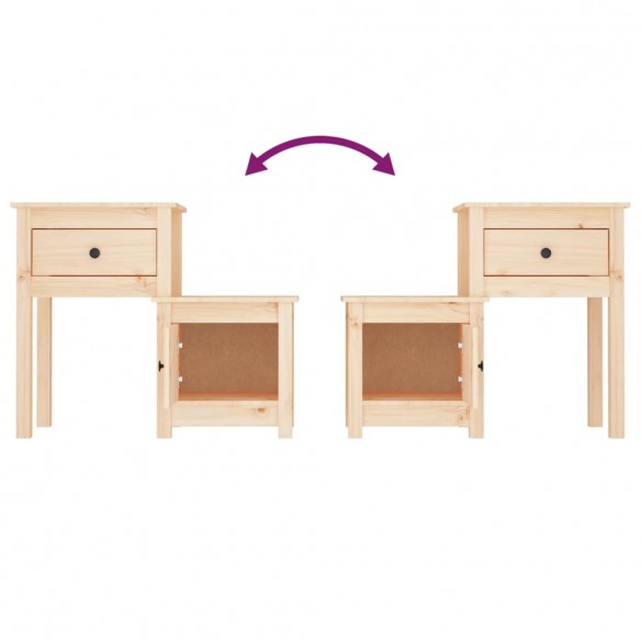 Tables de chevet 2 pcs 79,5x38x65,5 cm Bois de pin massif