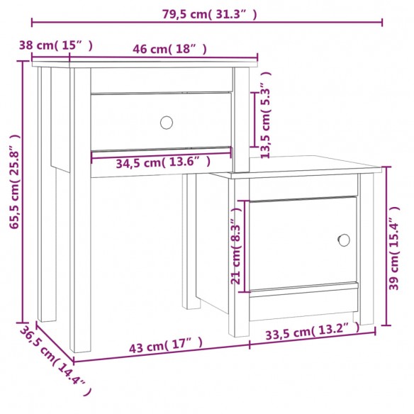 Tables de chevet 2 pcs 79,5x38x65,5 cm Bois de pin massif