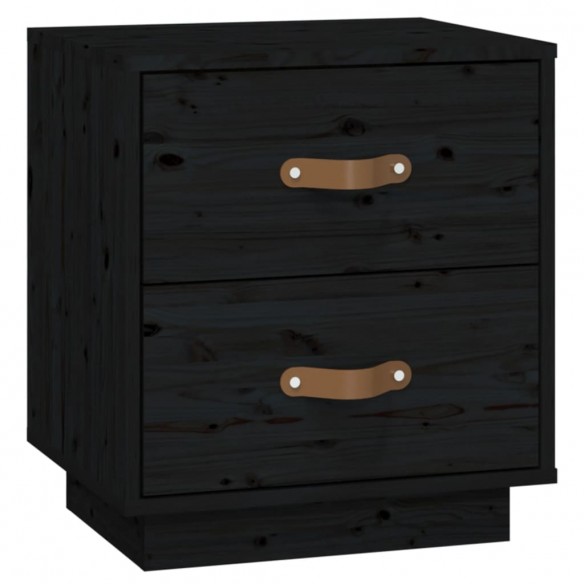 Tables de chevet 2 pcs Noir 40x34x45 cm Bois de pin massif