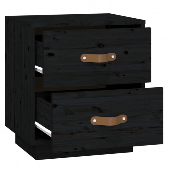 Tables de chevet 2 pcs Noir 40x34x45 cm Bois de pin massif