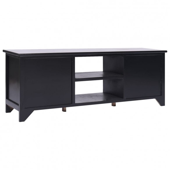 Meuble TV Noir 108x30x40 cm Bois de Paulownia solide