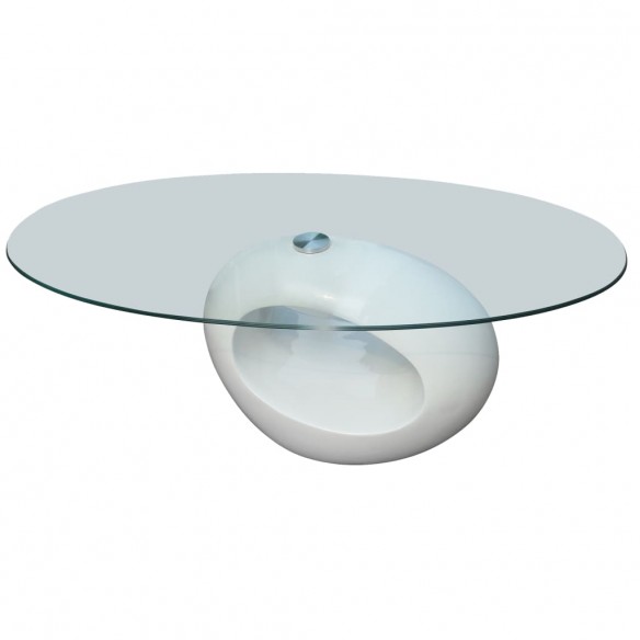 Table basse avec dessus de table en verre ovale Blanc brillant