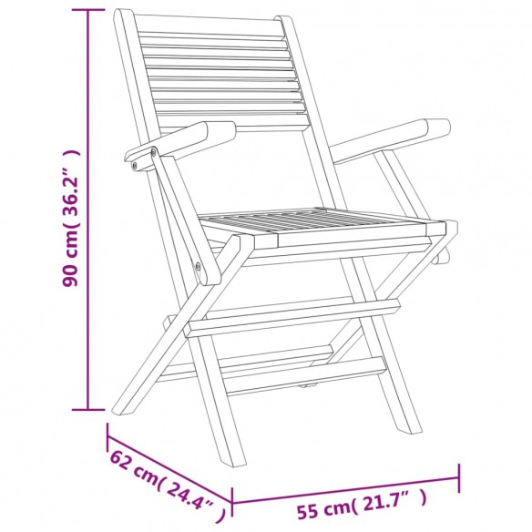 Chaises de jardin pliantes 6 pcs 55x62x90 cm bois massif teck