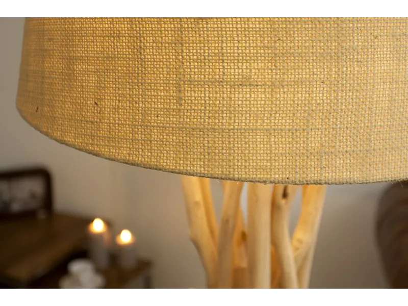 Lampadaire de 155 cm en bois flotté coloris beige