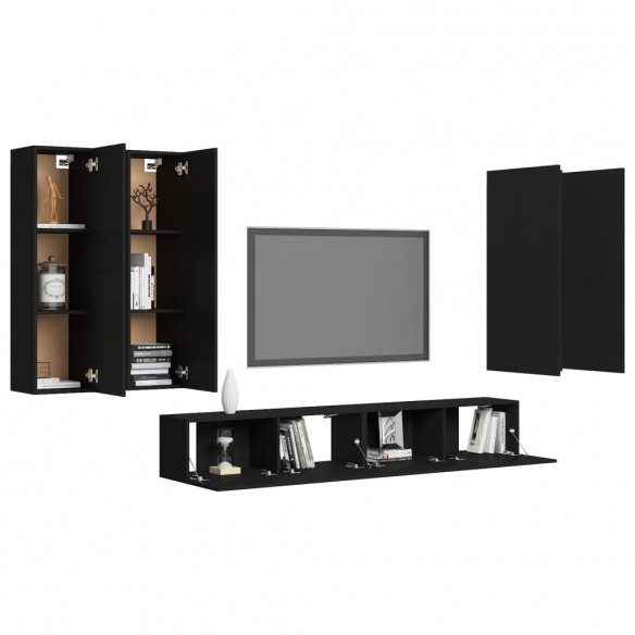 Ensemble de meuble TV 6 pcs Noir Aggloméré