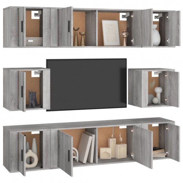 Ensemble de meubles TV 8 pcs Sonoma gris Bois d'ingénierie