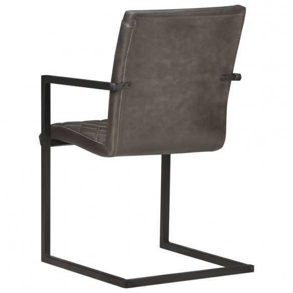 Chaises à manger cantilever lot de 6 gris cuir véritable