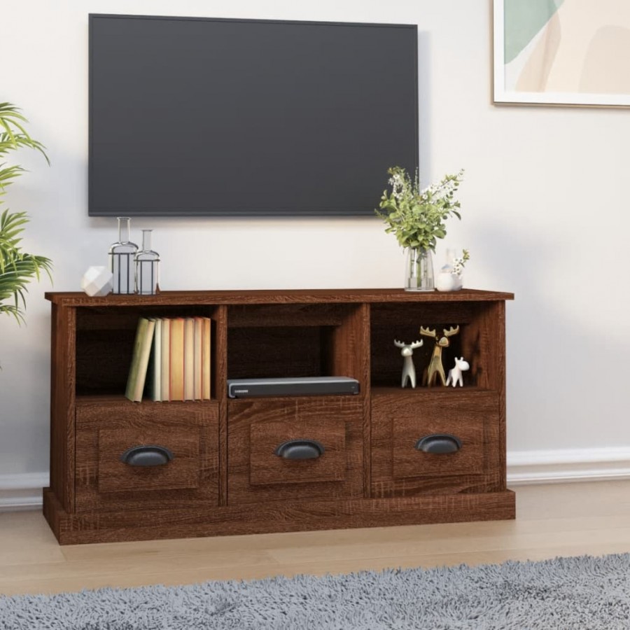 Meuble TV chêne marron 100x35x50 cm bois d'ingénierie