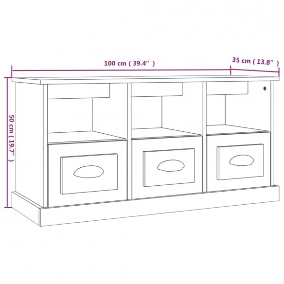 Meuble TV chêne marron 100x35x50 cm bois d'ingénierie