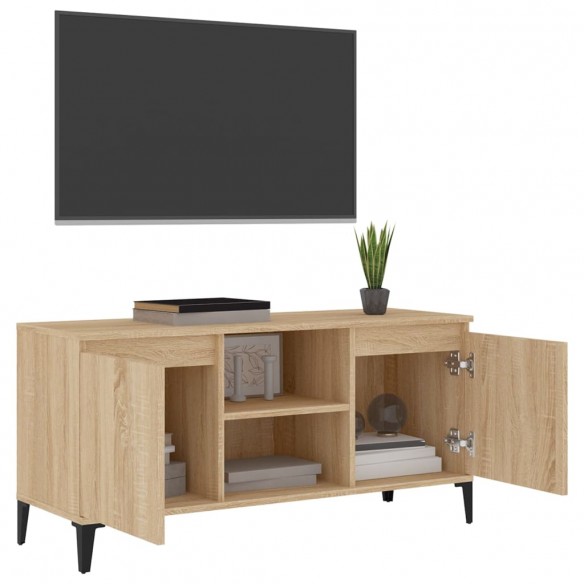 Meuble TV avec pieds en métal Chêne sonoma 103,5x35x50 cm