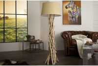 Lampadaire de 155 cm en bois flotté  coloris beige