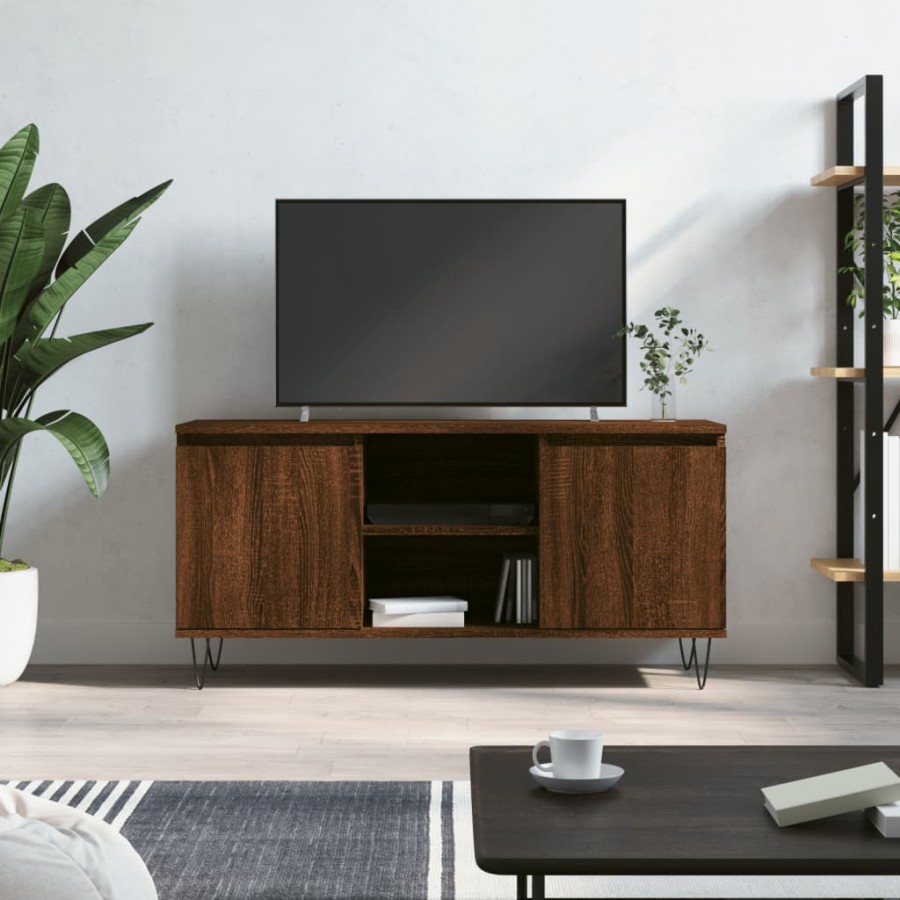 Meuble TV chêne marron 104x35x50 cm bois d'ingénierie