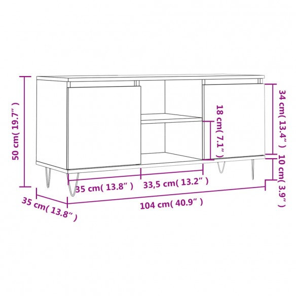 Meuble TV chêne marron 104x35x50 cm bois d'ingénierie