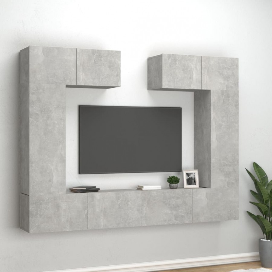 Ensemble de meubles TV 6 pcs Gris béton Bois d'ingénierie