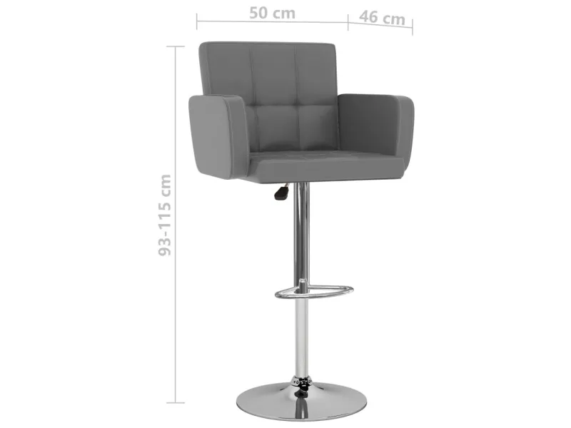 Tabourets de bar lot de 2 gris similicuir