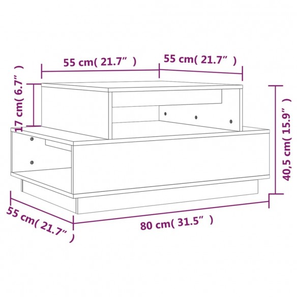 Table basse Gris 80x55x40,5 cm Bois massif de pin