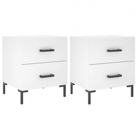 Tables de chevet 2 pcs blanc 40x35x47,5 cm bois d’ingénierie