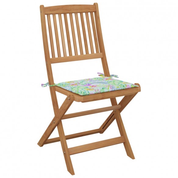 Chaises pliables de jardin 8 pcs avec coussins Bois d'acacia