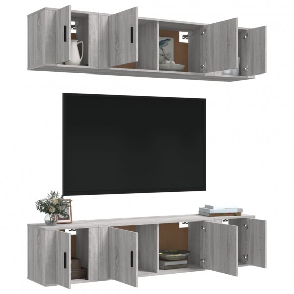 Ensemble de meubles TV 6 pcs Sonoma gris Bois d'ingénierie