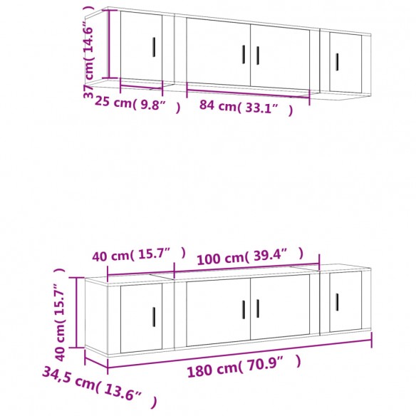 Ensemble de meubles TV 6 pcs Sonoma gris Bois d'ingénierie