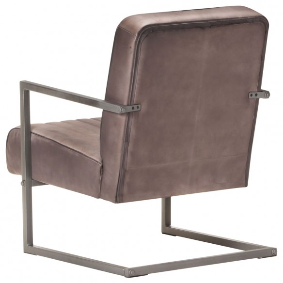 Fauteuil cantilever Marron Cuir véritable