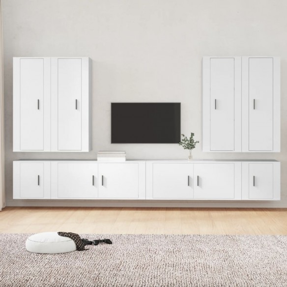 Ensemble de meubles TV 8 pcs Blanc Bois d'ingénierie