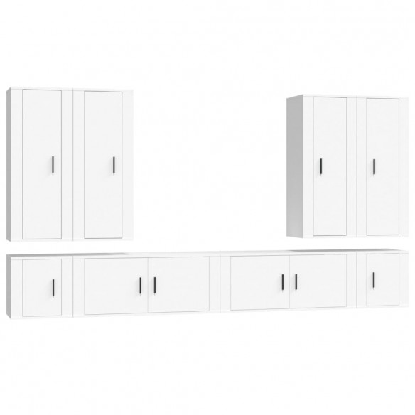 Ensemble de meubles TV 8 pcs Blanc Bois d'ingénierie