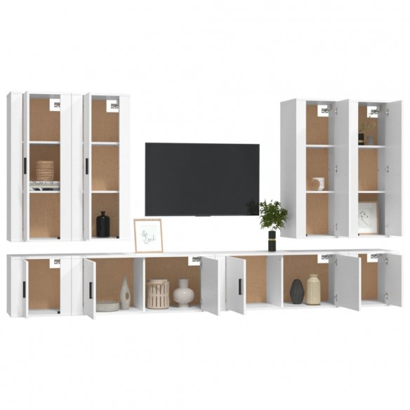 Ensemble de meubles TV 8 pcs Blanc Bois d'ingénierie