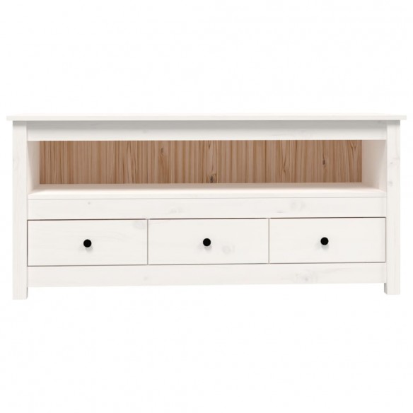 Meuble TV Blanc 114x35x52 cm Bois de pin massif