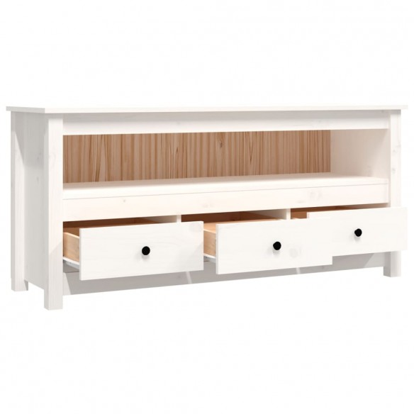 Meuble TV Blanc 114x35x52 cm Bois de pin massif