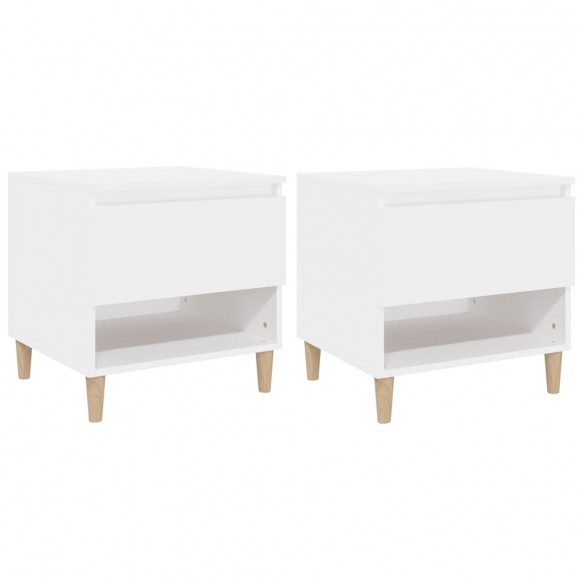 Tables de chevet 2 pcs Blanc 50x46x50 cm Bois d’ingénierie