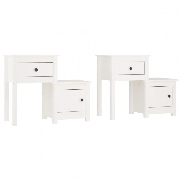 Tables de chevet 2 pcs Blanc 79,5x38x65,5 cm Bois de pin massif