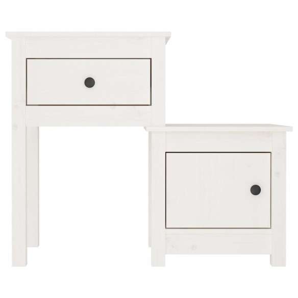 Tables de chevet 2 pcs Blanc 79,5x38x65,5 cm Bois de pin massif