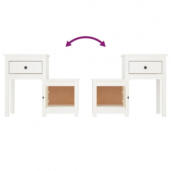 Tables de chevet 2 pcs Blanc 79,5x38x65,5 cm Bois de pin massif