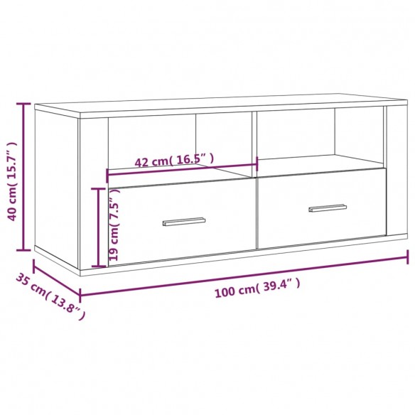 Meuble TV Sonoma gris 100x35x40 cm Bois d'ingénierie