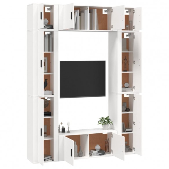 Ensemble de meubles TV 8 pcs Blanc Bois d'ingénierie