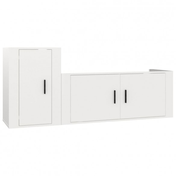 Ensemble de meubles TV 2 pcs blanc brillant bois d'ingénierie