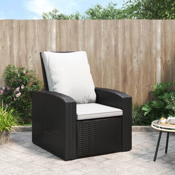 Fauteuil inclinable de jardin avec coussins noir résine tressée