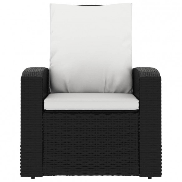 Fauteuil inclinable de jardin avec coussins noir résine tressée