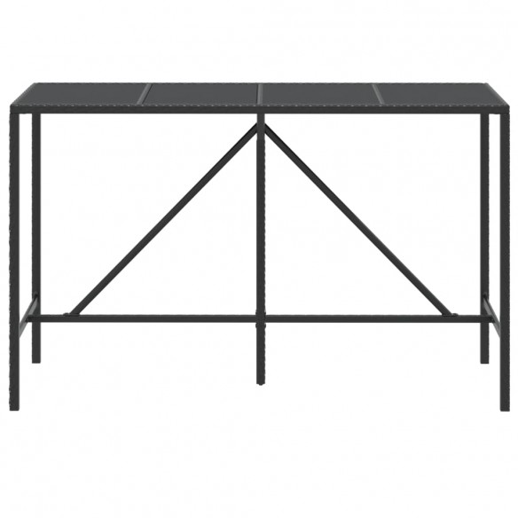 Table de bar et dessus en verre noir 180x70x110 cm poly rotin