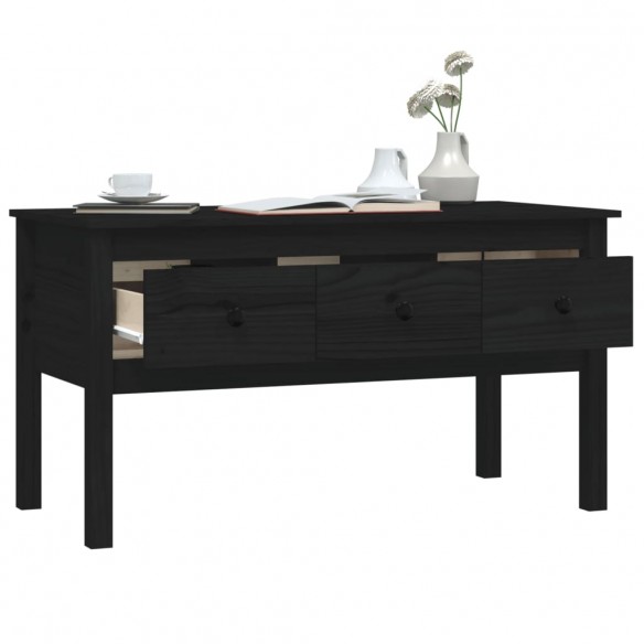 Table basse Noir 102x49x55 cm Bois massif de pin