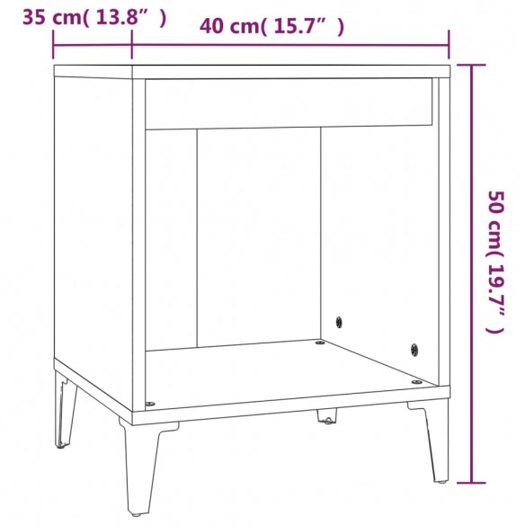 Table de chevet Chêne fumé 40x35x50 cm