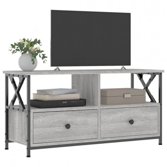 Meuble TV sonoma gris 90x33x45 cm bois d'ingénierie et fer