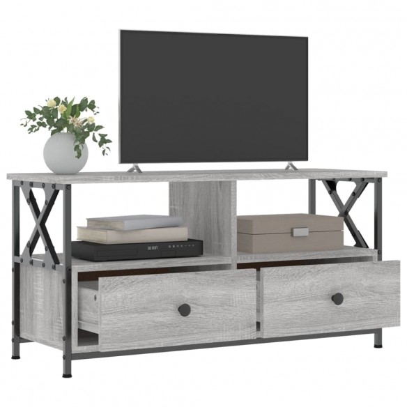 Meuble TV sonoma gris 90x33x45 cm bois d'ingénierie et fer