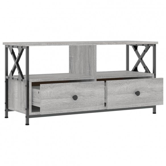 Meuble TV sonoma gris 90x33x45 cm bois d'ingénierie et fer