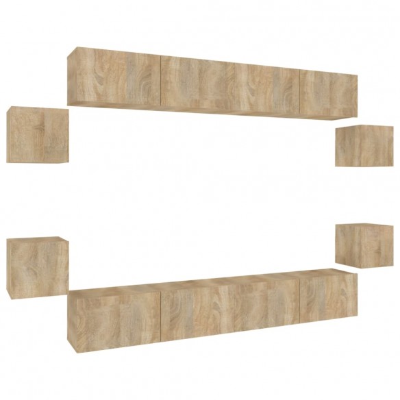 Ensemble de meubles TV 8 pcs Chêne sonoma Bois d'ingénierie